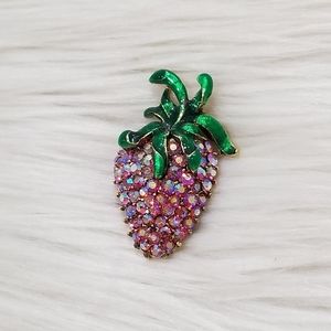Vintage strawberry crystal brooch